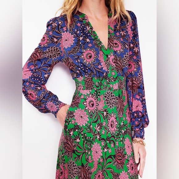 Boden ivy flocked floral dress women’s size10 95% viscose - Picture 3 of 7